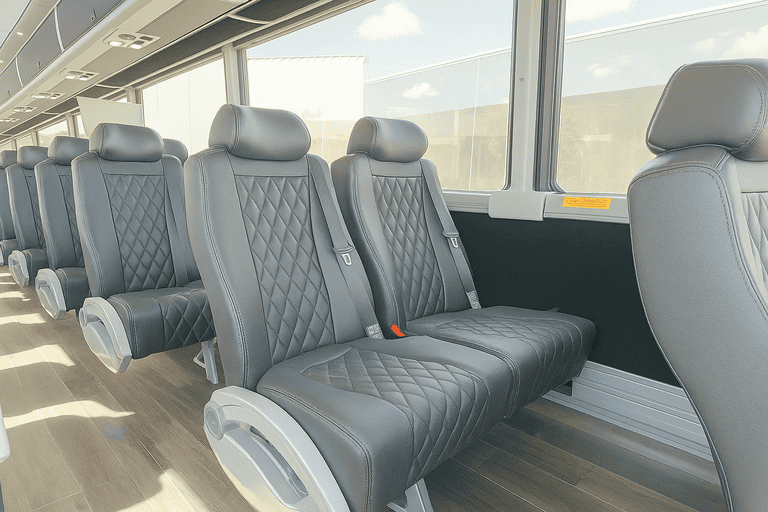 interior of Toledo Minibus Company charter bus